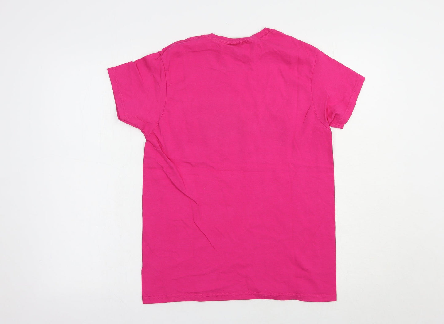 Gildan Womens Pink  Cotton Basic T-Shirt Size S Crew Neck
