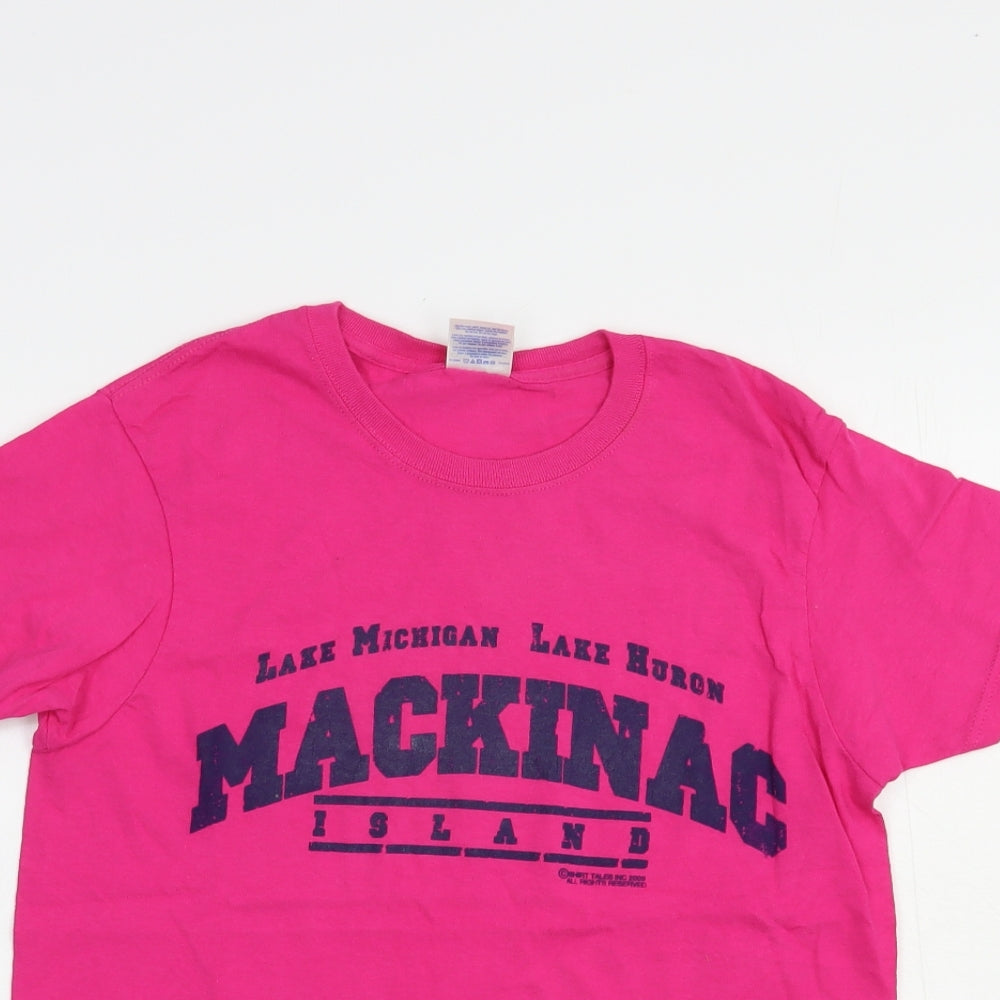 Gildan Womens Pink  Cotton Basic T-Shirt Size S Crew Neck