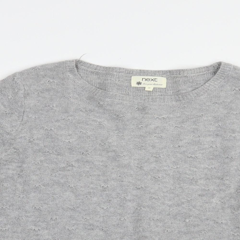 NEXT Womens Grey Boat Neck  Nylon Pullover Jumper Size 10