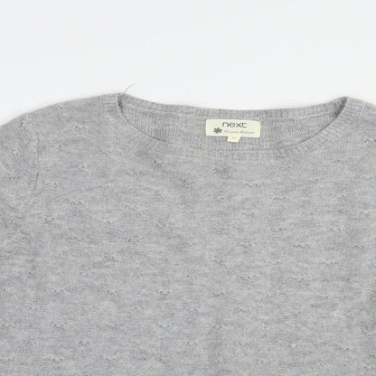 Next Womens Grey Boat Neck  Nylon Pullover Jumper Size 10