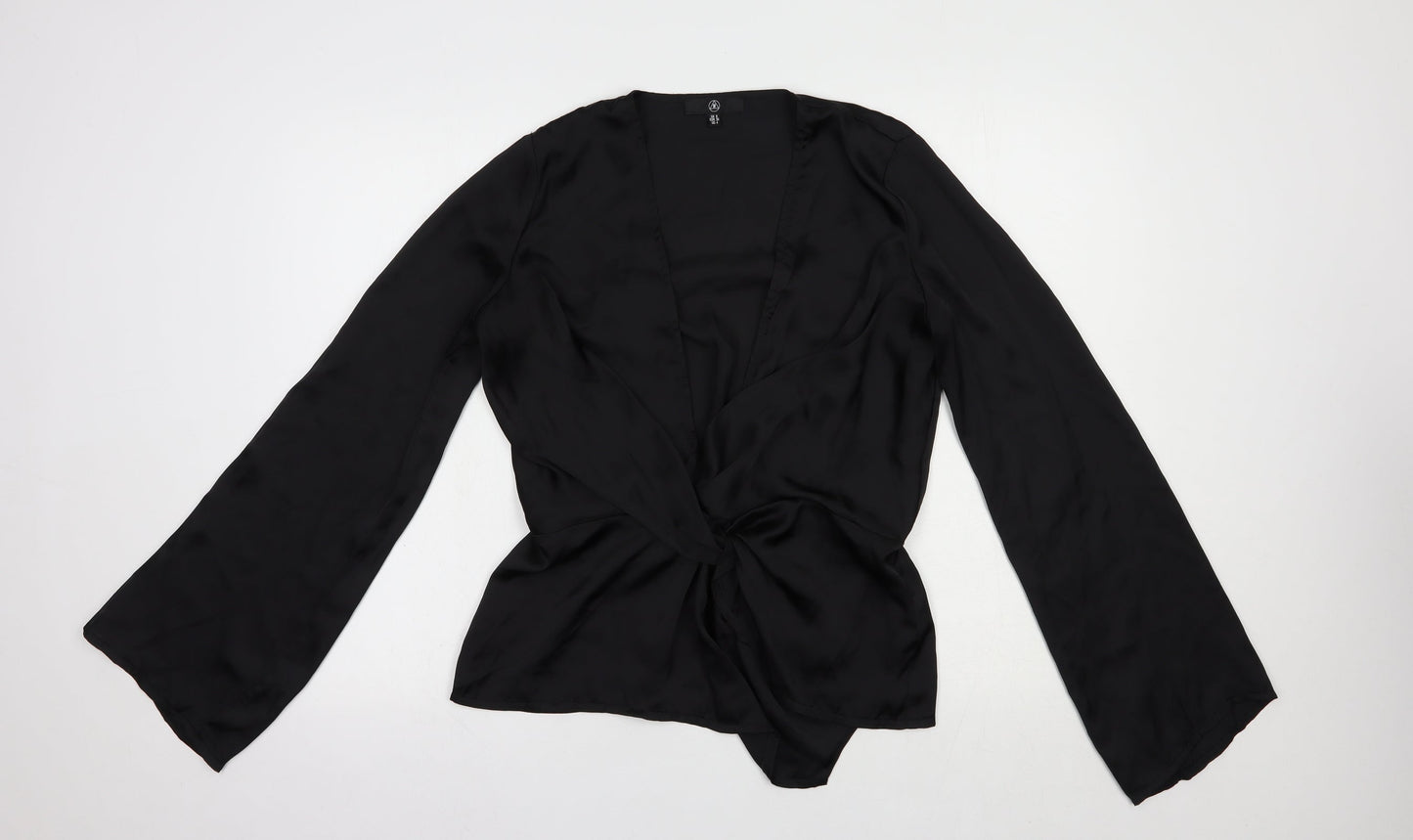 Missguided Womens Black  Polyester Basic Blouse Size 8 V-Neck