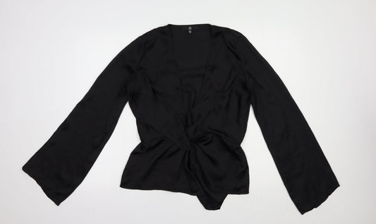 Missguided Womens Black  Polyester Basic Blouse Size 8 V-Neck