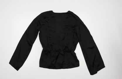 Preloved Missguided Womens Black  Polyester Basic Blouse Size 8 V-Neck - Back