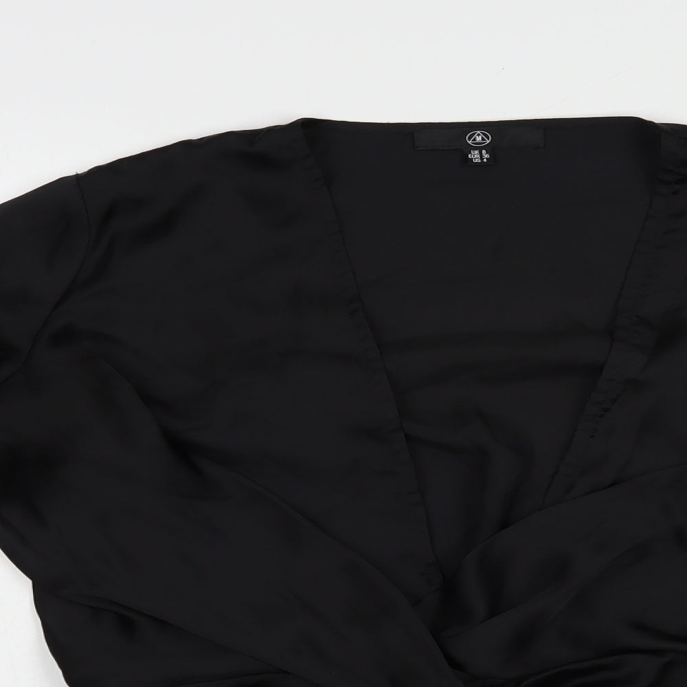 Missguided Womens Black  Polyester Basic Blouse Size 8 V-Neck
