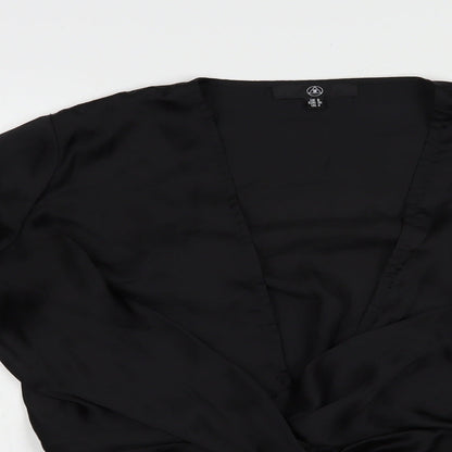 Preloved Missguided Womens Black  Polyester Basic Blouse Size 8 V-Neck - Detail