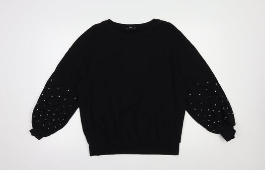 F&F Womens Black  Cotton Pullover Sweatshirt Size 8  Pullover