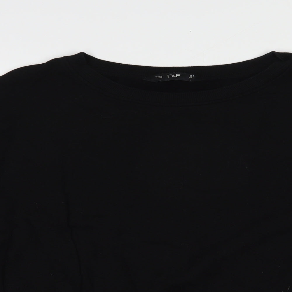 F&F Womens Black  Cotton Pullover Sweatshirt Size 8  Pullover