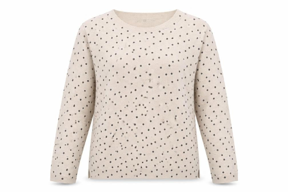 Papaya Womens Beige Round Neck Polka Dot Acrylic Pullover Jumper Size 10