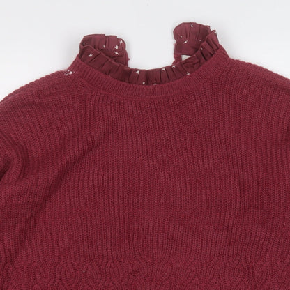 Next Womens Red Round Neck  Acrylic Pullover Jumper Size XS