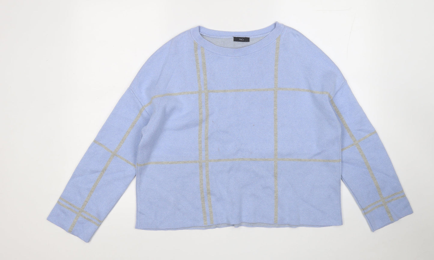 M&Co Womens Blue Round Neck  Acrylic Pullover Jumper Size M