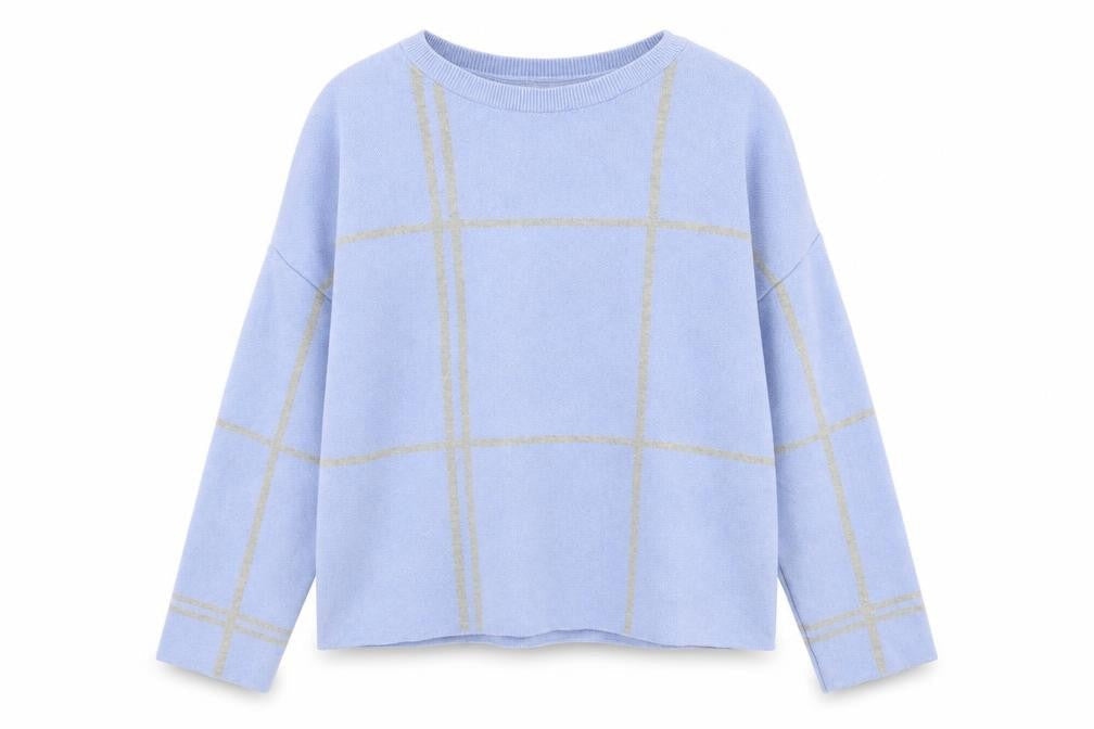 M&Co Womens Blue Round Neck  Acrylic Pullover Jumper Size M