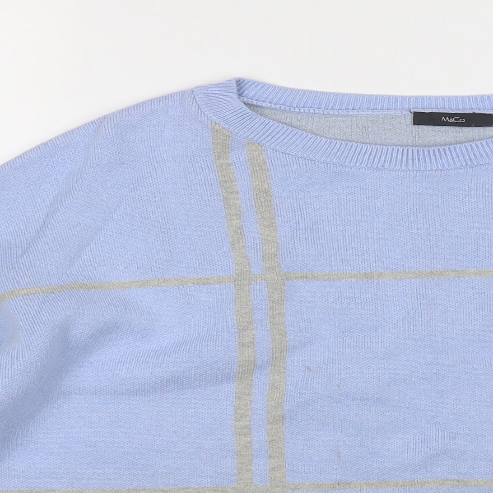 M&Co Womens Blue Round Neck  Acrylic Pullover Jumper Size M