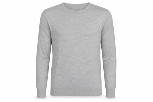 Cedarwood State Mens Grey Round Neck Acrylic Pullover Jumper Size S