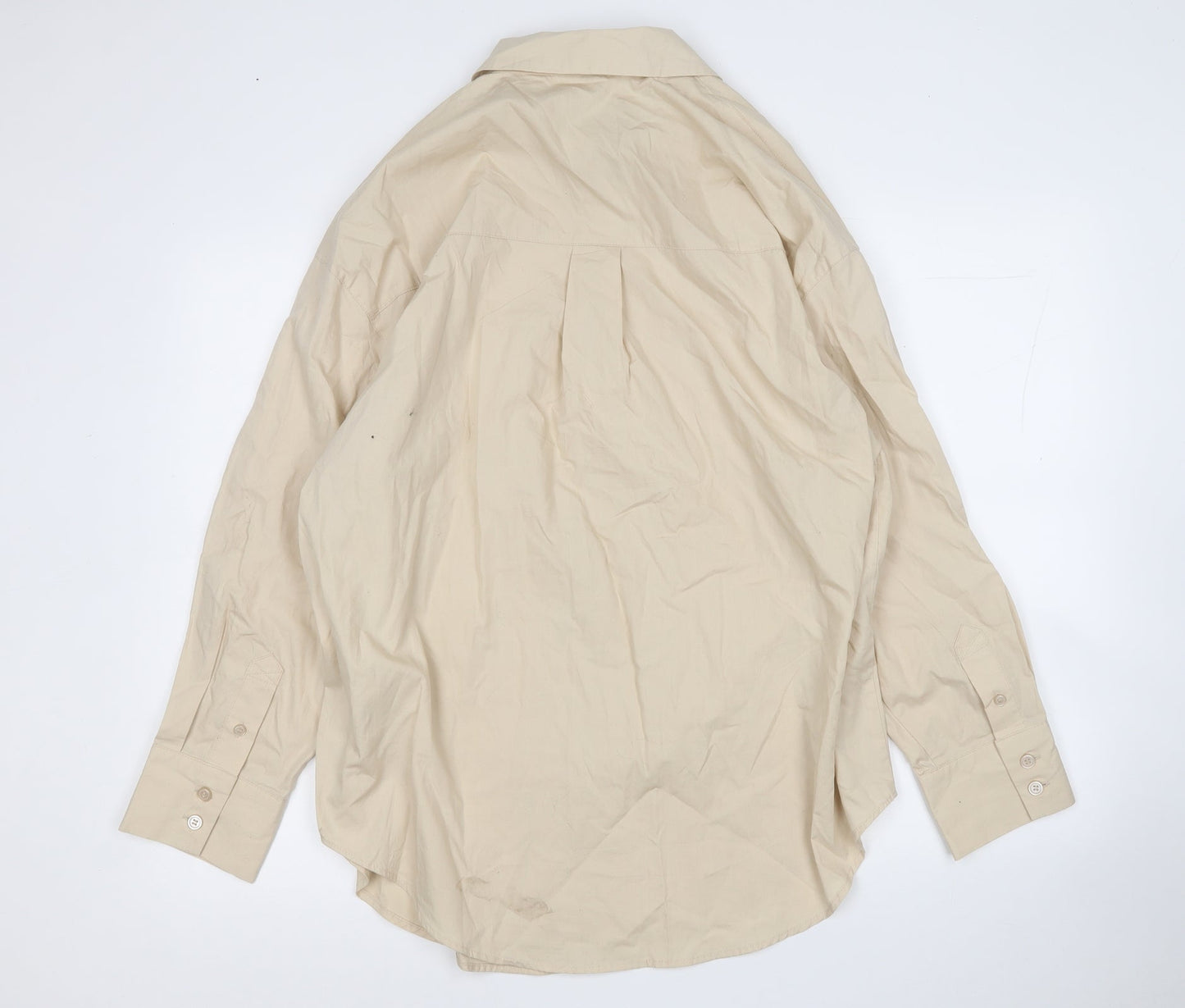 Divided Womens Beige  Cotton Basic Button-Up Size S Collared