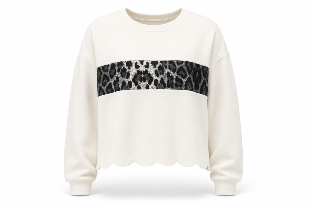 SHIEN  Womens White  Polyester Pullover Sweatshirt Size L