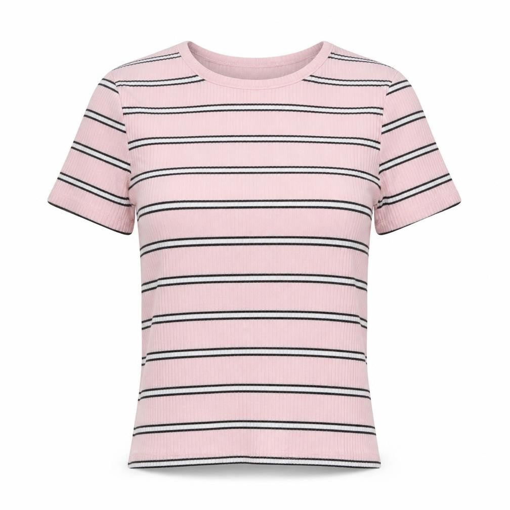 New Look Womens Pink Round Neck Striped Polyester Pullover Jumper Size 8