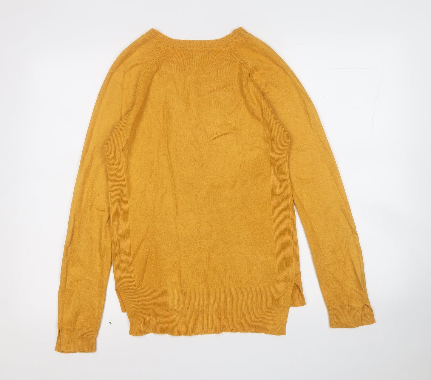 Primark Womens Yellow Round Neck  Acrylic Pullover Jumper Size 4