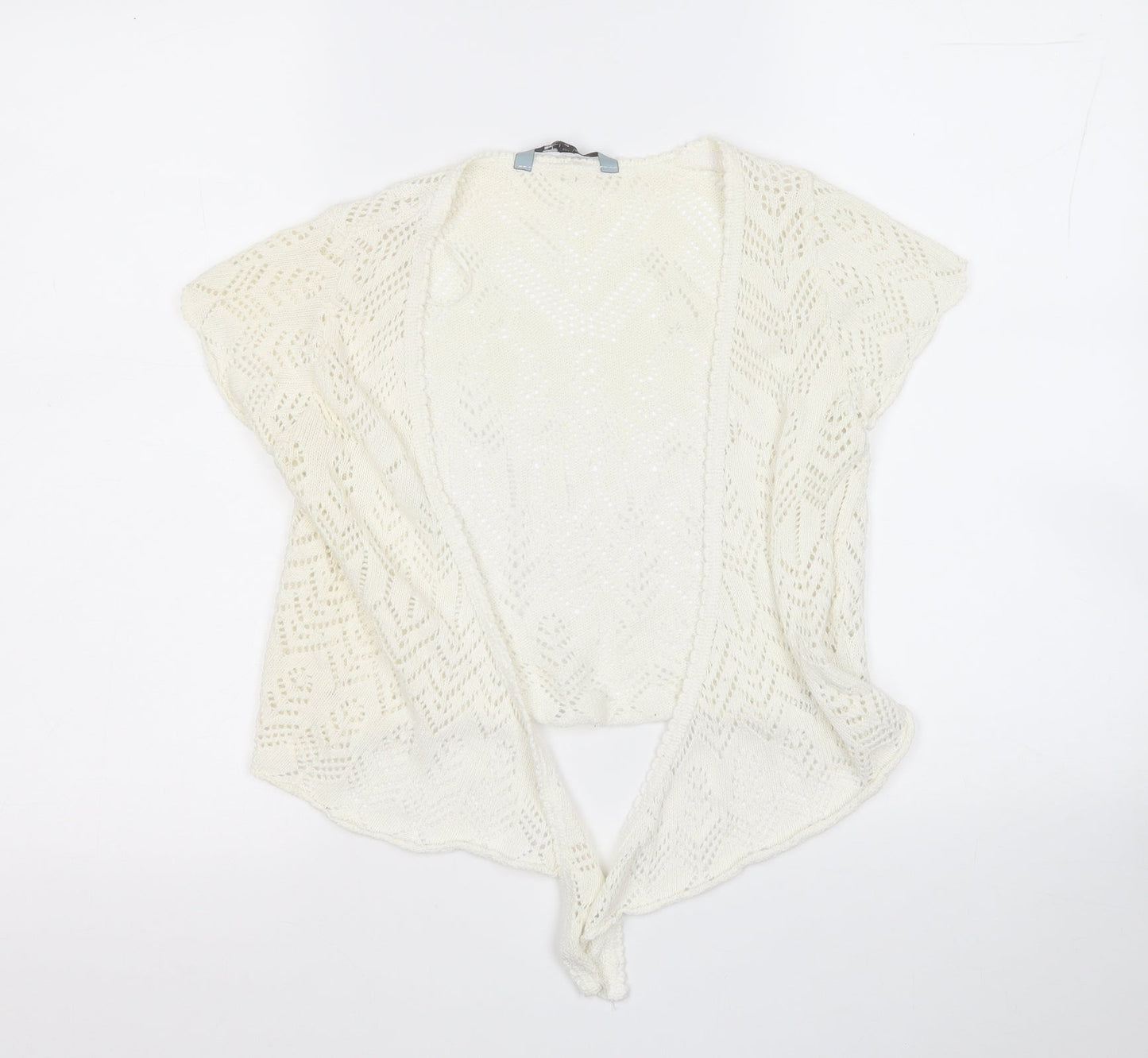 Red Herring Womens White V-Neck  Cotton Cardigan Jumper Size 10