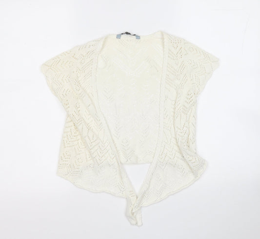 Red Herring Womens White V-Neck  Cotton Cardigan Jumper Size 10