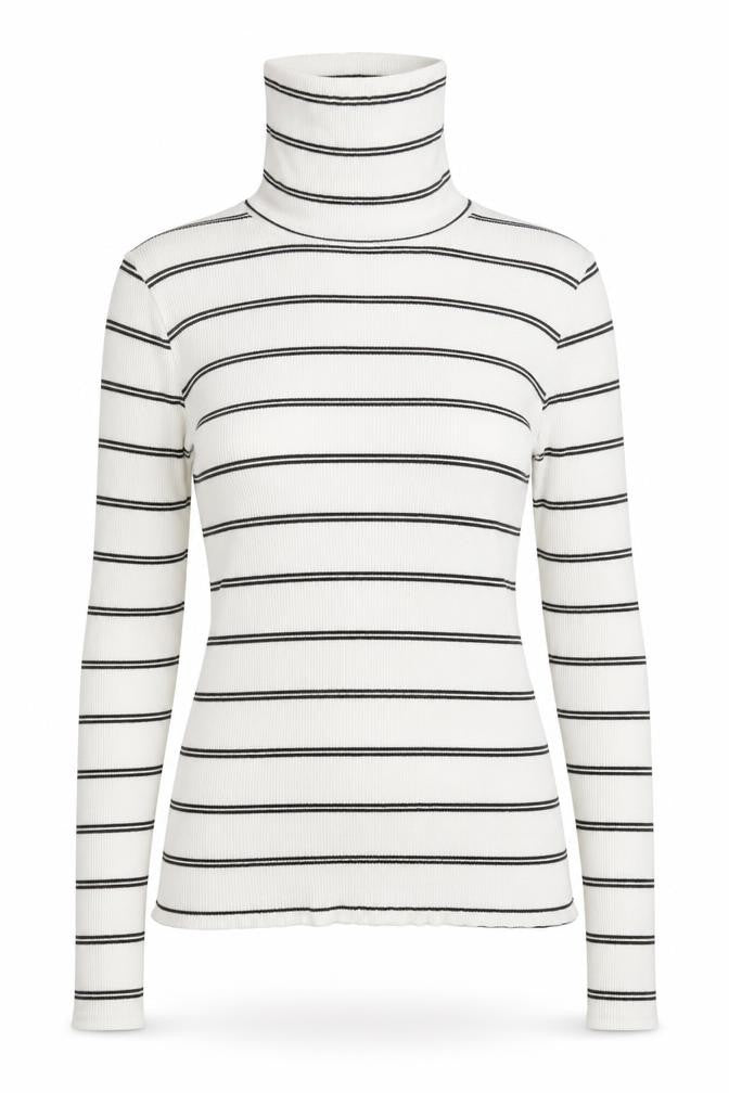 I SAW IT FIRST Womens White Roll Neck Striped Polyester Pullover Jumper Size 8