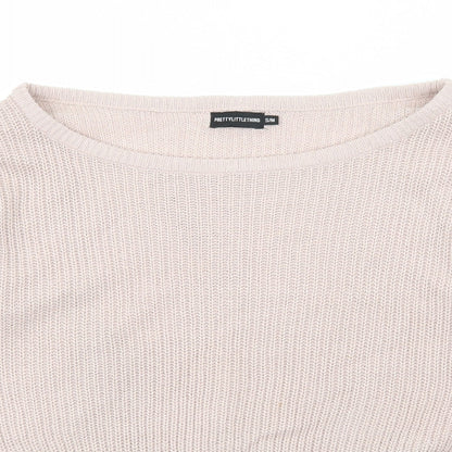 PRETTYLITTLETHING Womens Pink Boat Neck  Acrylic Pullover Jumper Size S