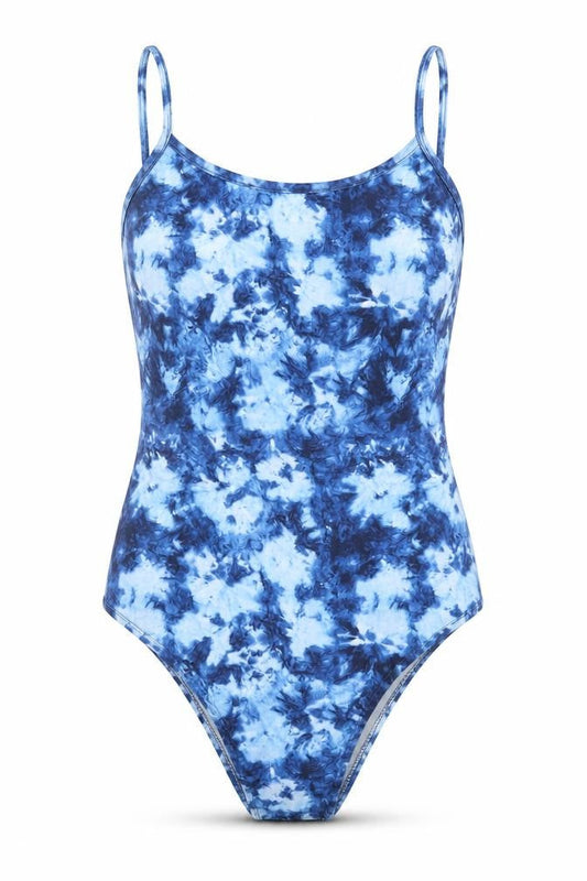 Cutie Womens Blue Tie Dye 100% Polyester Bodysuit One-Piece Size 8 L15 in