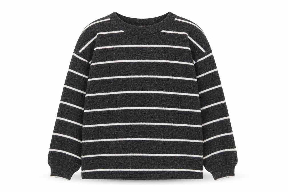 Matalan Womens Black Striped Viscose Blend Pullover Sweatshirt Size 10