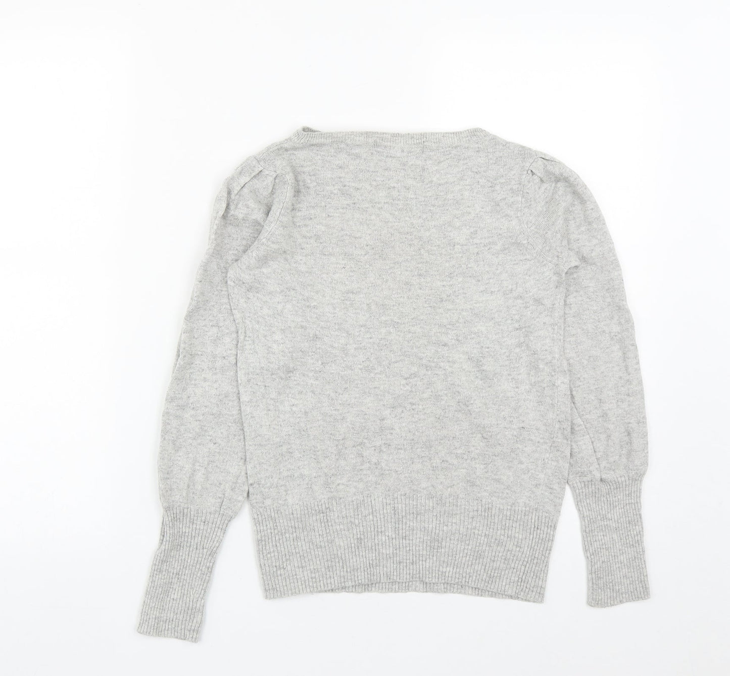 Marks and Spencer Womens Grey Round Neck  Viscose Pullover Jumper Size 8