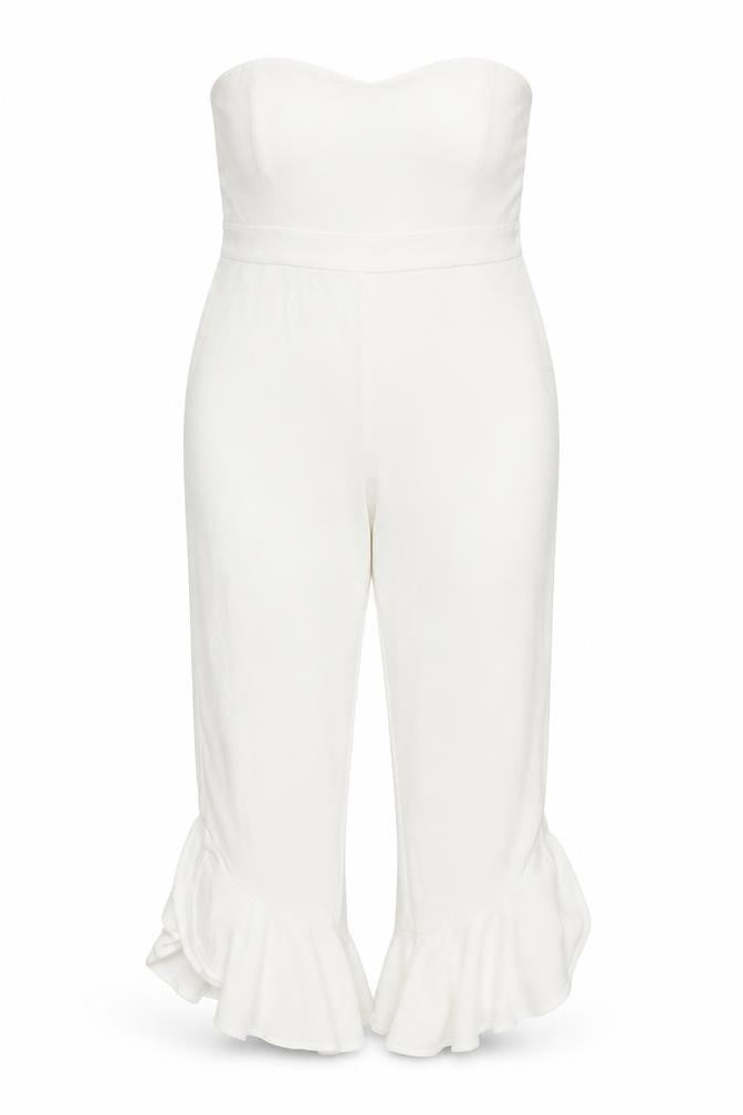 Preworn Womens White  Polyester Playsuit One-Piece Size 20