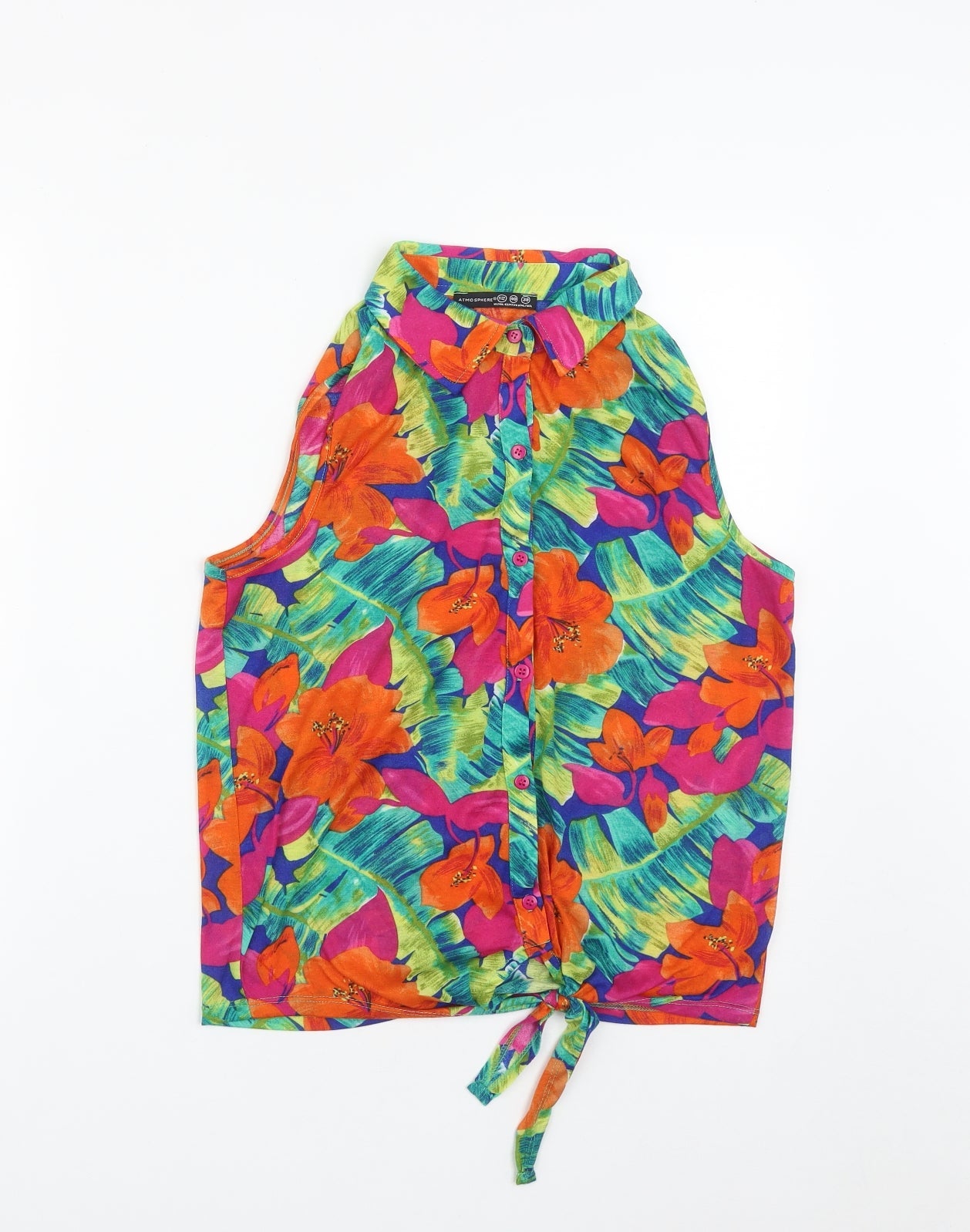 Atmosphere Womens Multicoloured Floral Polyester Basic Button-Up Size 12 Collared