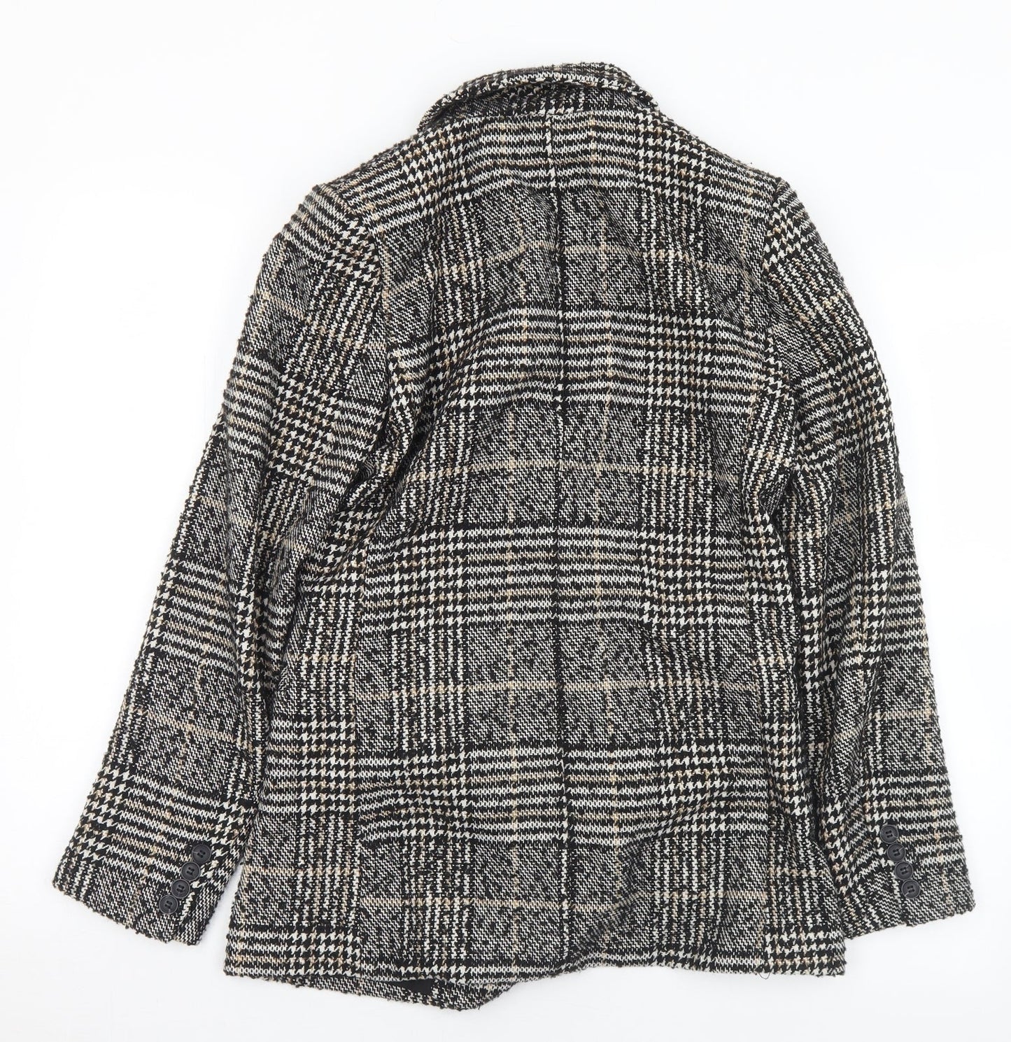 H&M Womens Black Houndstooth  Pea Coat Coat Size 6  Button