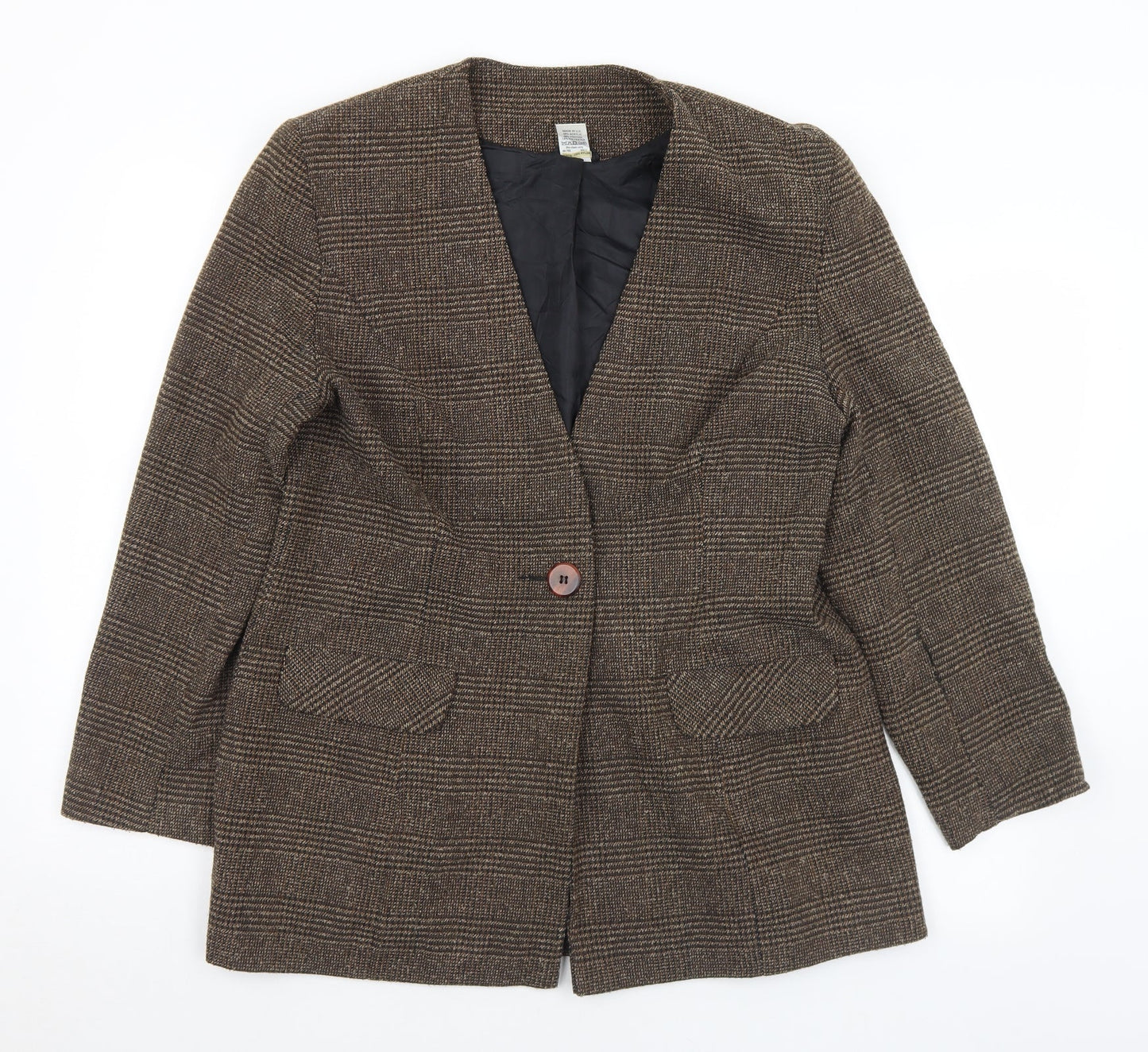 Etam Womens Brown Plaid  Jacket  Size 16  Button