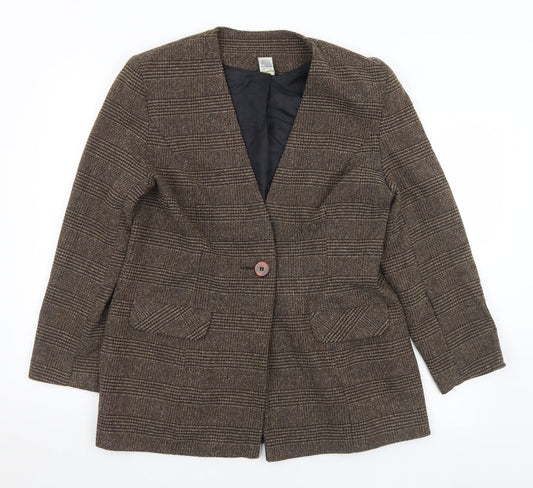 Etam Womens Brown Plaid  Jacket  Size 16  Button