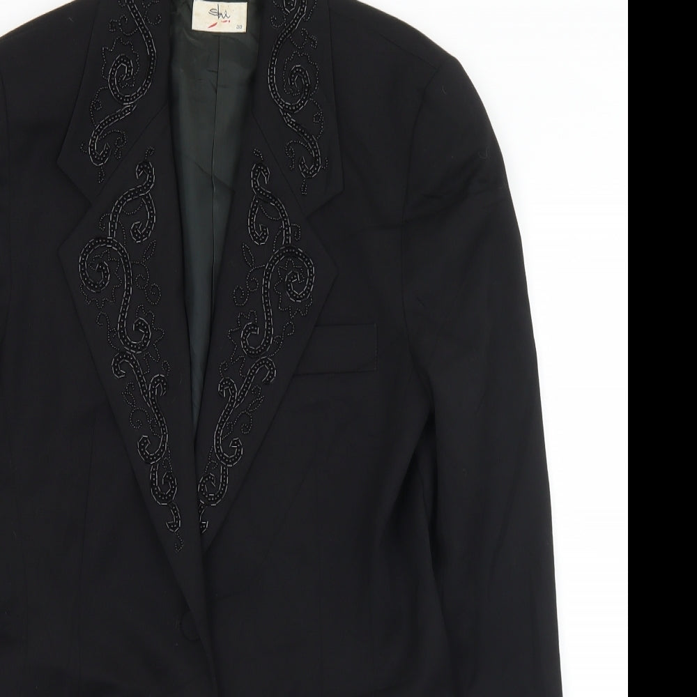 SHE Womens Black   Jacket  Size 10  Button - Bead detail