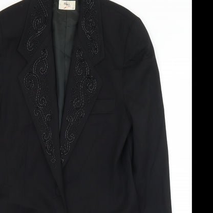 Preloved SHE Womens Black   Jacket  Size 10  Button - Bead detail - Detail
