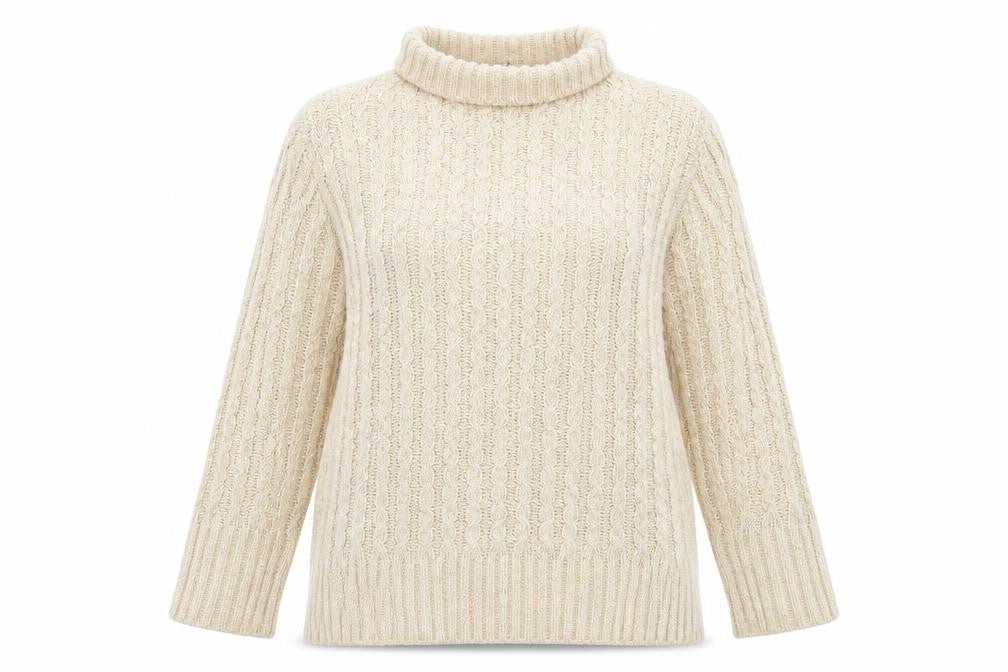 M&Co Womens Beige Roll Neck  Acrylic Pullover Jumper Size 10
