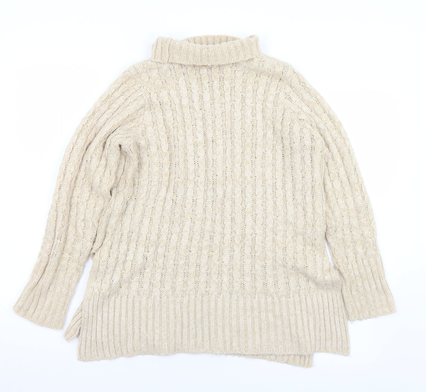M&Co Womens Beige Roll Neck  Acrylic Pullover Jumper Size 10