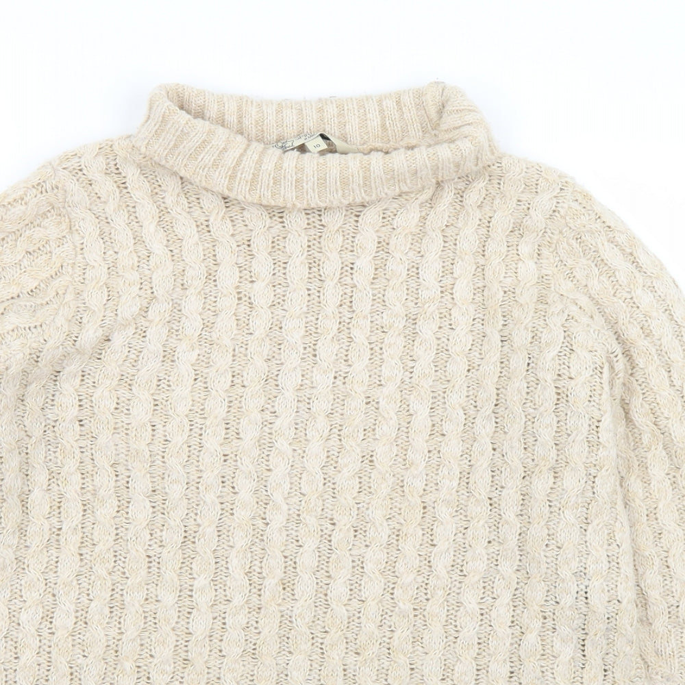 M&Co Womens Beige Roll Neck  Acrylic Pullover Jumper Size 10