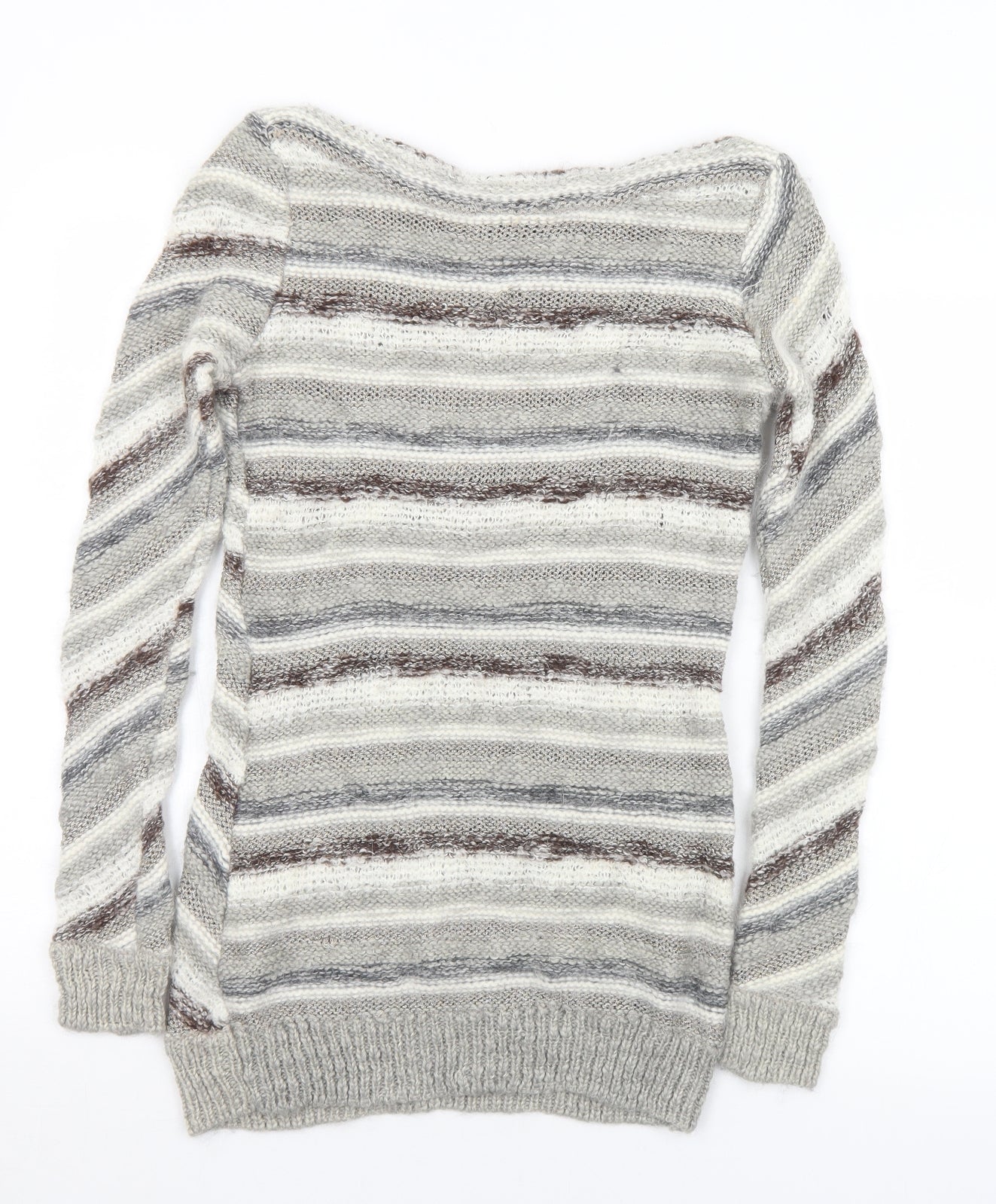 Warehouse Womens Multicoloured Boat Neck Striped Acrylic Pullover Jumper Size 14