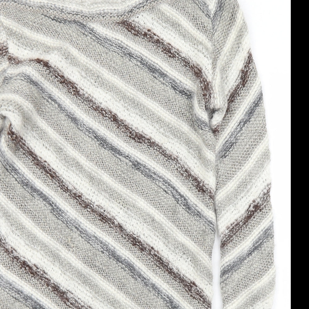 Warehouse Womens Multicoloured Boat Neck Striped Acrylic Pullover Jumper Size 14