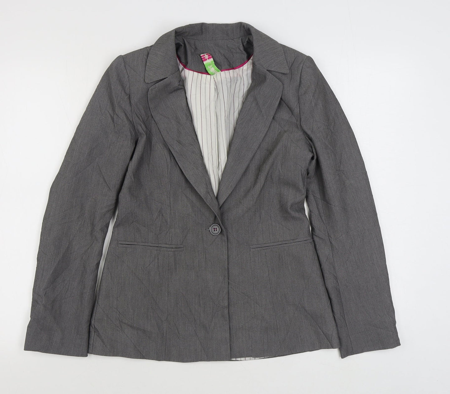 Denim & Co. Womens Grey   Jacket Blazer Size 8  Button