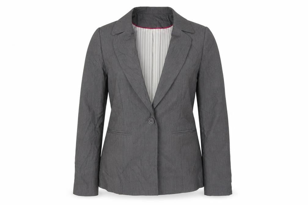 Denim & Co. Womens Grey   Jacket Blazer Size 8  Button