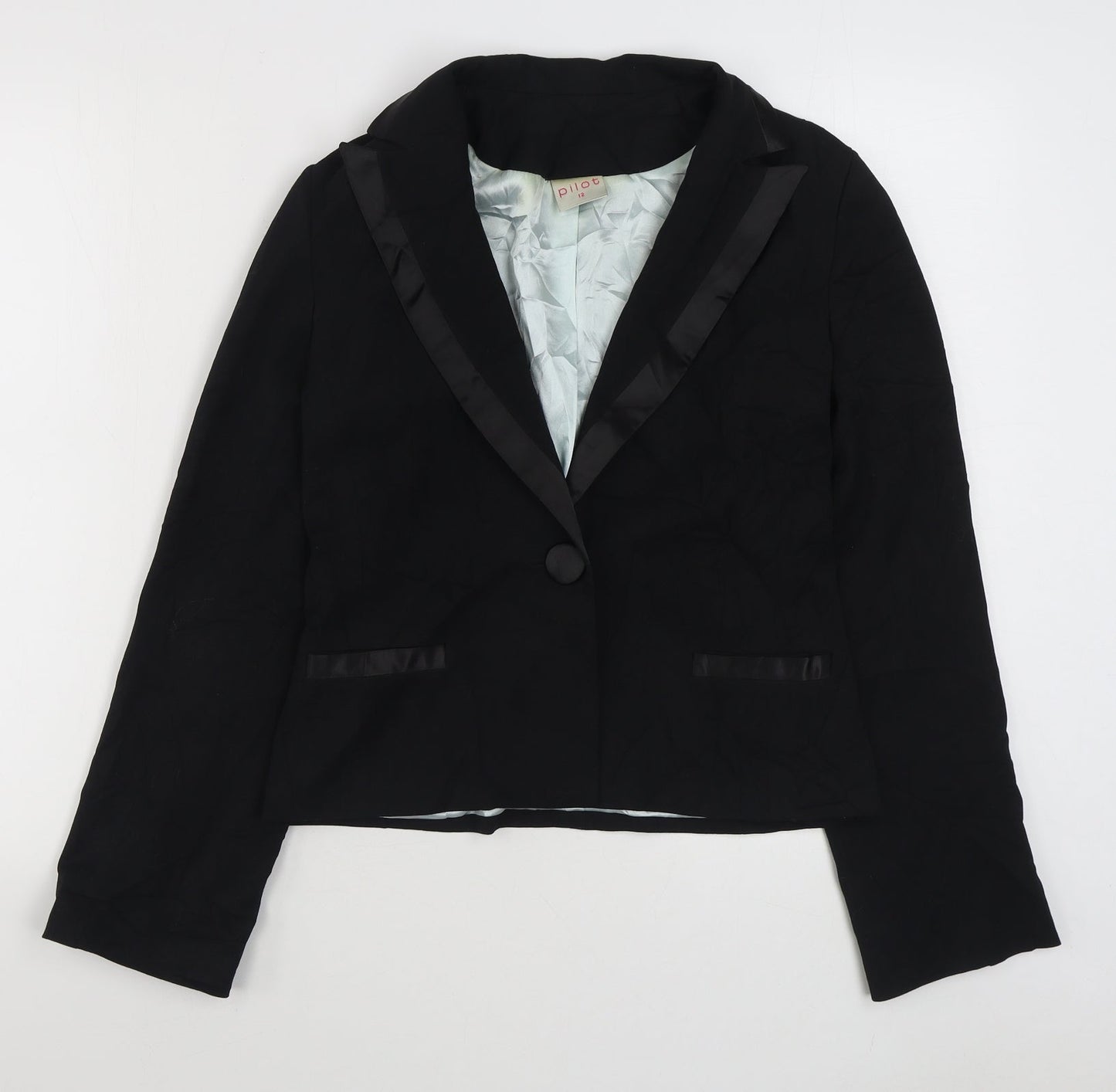 Pilot Womens Black   Jacket Blazer Size 12  Button