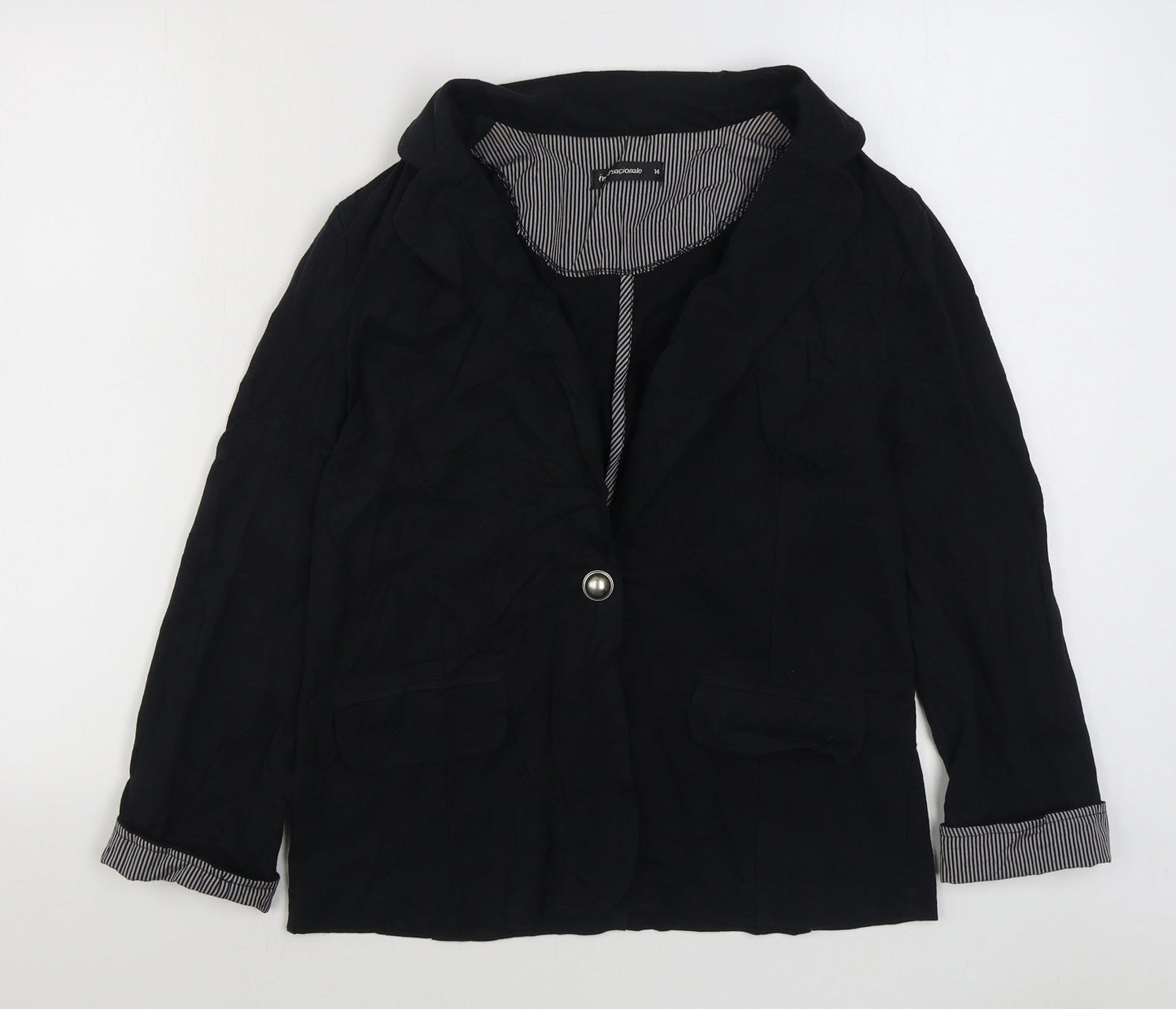 Internacionale Womens Black   Jacket Blazer Size 14  Button