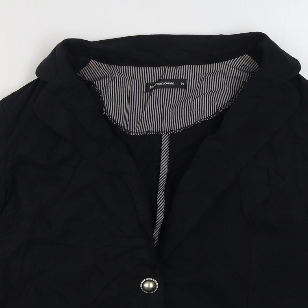 Internacionale Womens Black   Jacket Blazer Size 14  Button