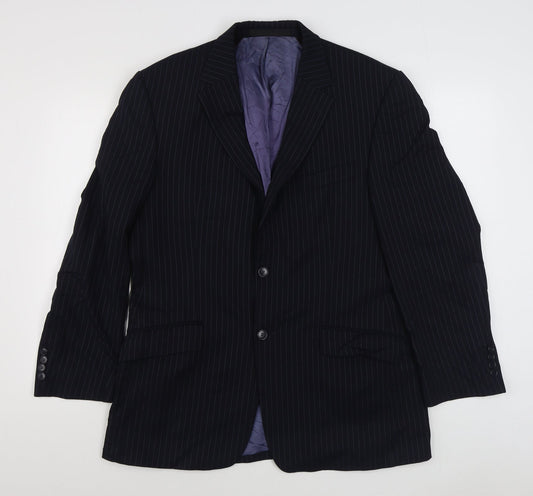Marks and Spencer Mens Blue Striped Wool Jacket Suit Jacket Size 40