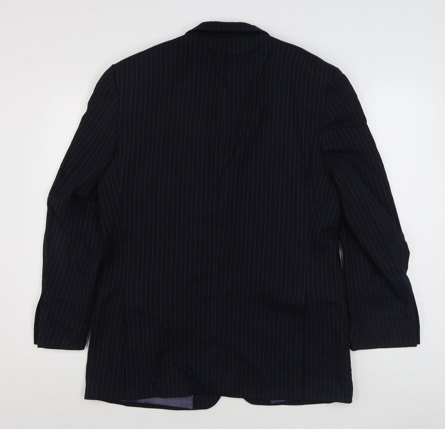 Marks and Spencer Mens Blue Striped Wool Jacket Suit Jacket Size 40
