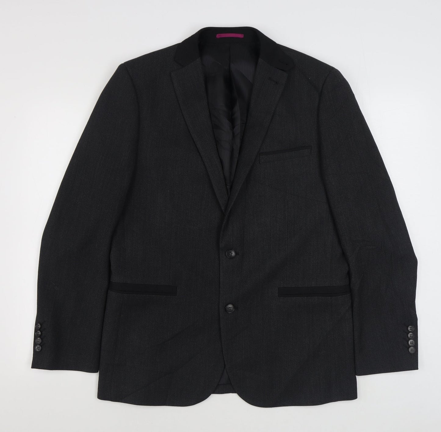 Fellini Mens Grey  Polyester Jacket Suit Jacket Size 40