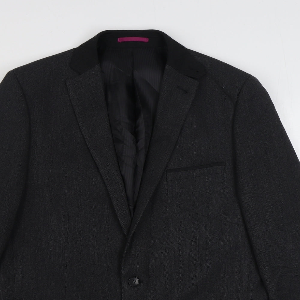 Fellini Mens Grey  Polyester Jacket Suit Jacket Size 40