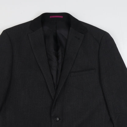 Fellini Mens Grey  Polyester Jacket Suit Jacket Size 40